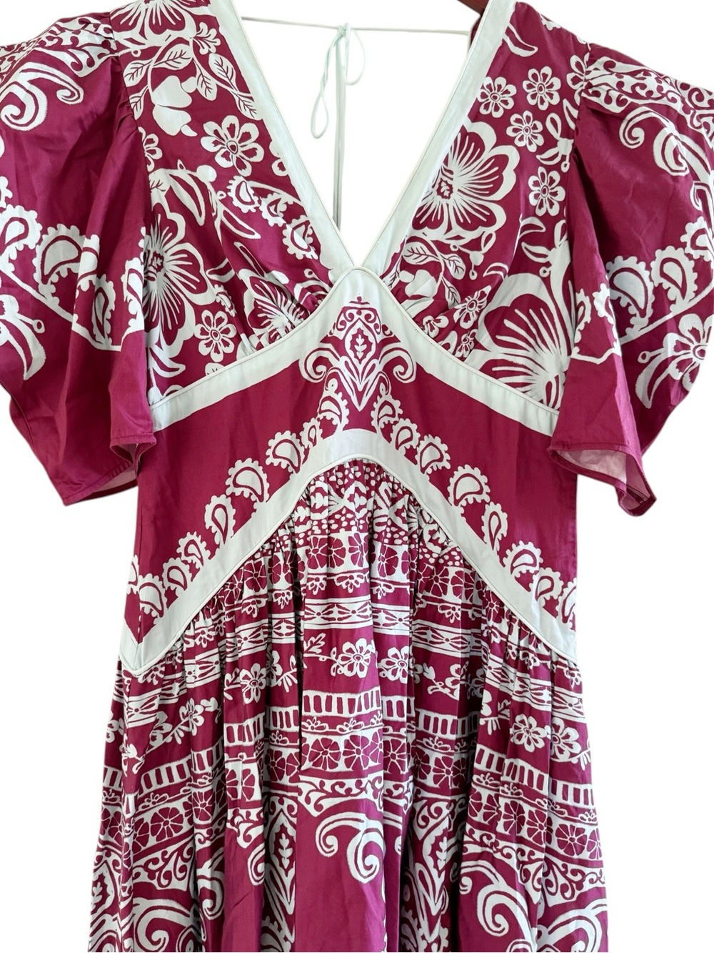 FARM RIO NWT Printed V Neck Puff Sleeve Maxi Dress Size Small in Purple Plum - Picture 6 of 14